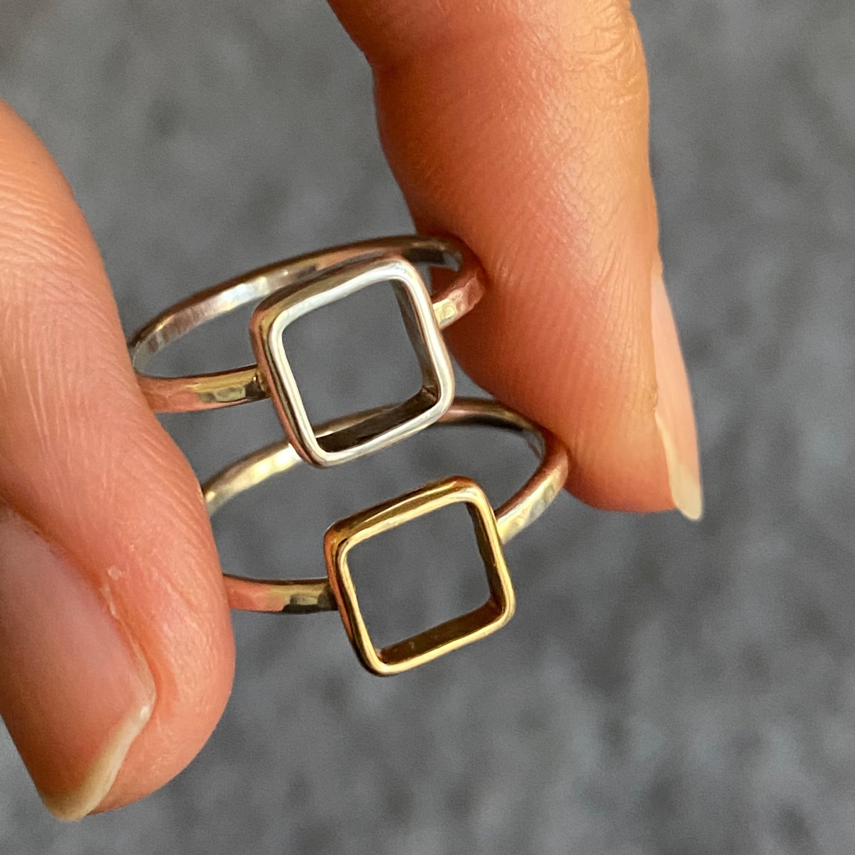 Sterling Silver Square Cutout Ring